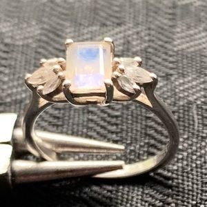 Rainbow Moonstone Ring. Natural Gemstone